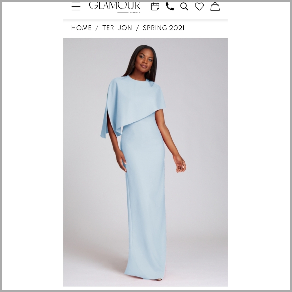 Rickie Freeman Terri Jon crepe cape dress size 14 NWT